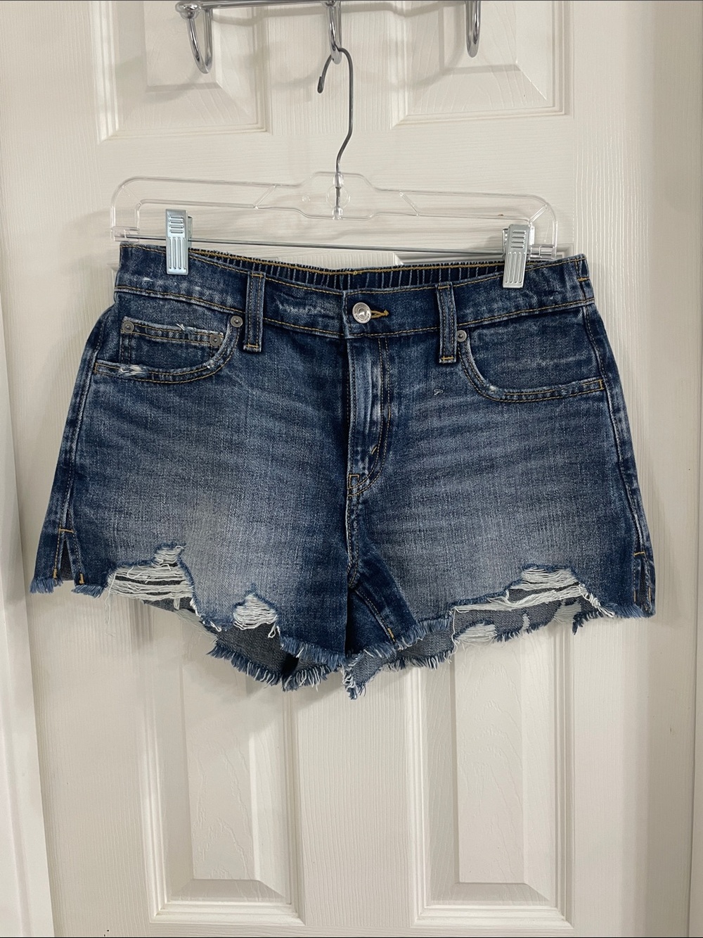 Aerie Daydream Distressed Dark Wash Denim Shorts Size Small